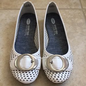 Dr. Scholls White Flats worn once!